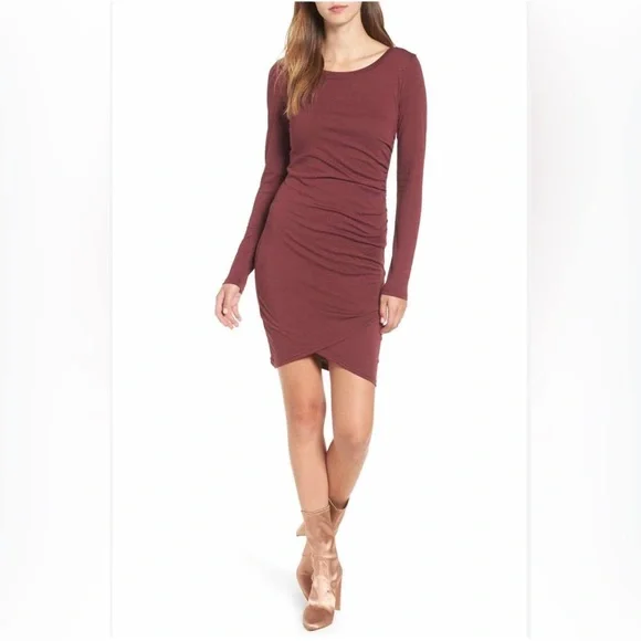 Leith | Dresses | Leith Ruched Long Sleeve Bodycon Dress | Poshmark